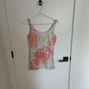 Lululemon floral tank, size 6, white, peach and lime green